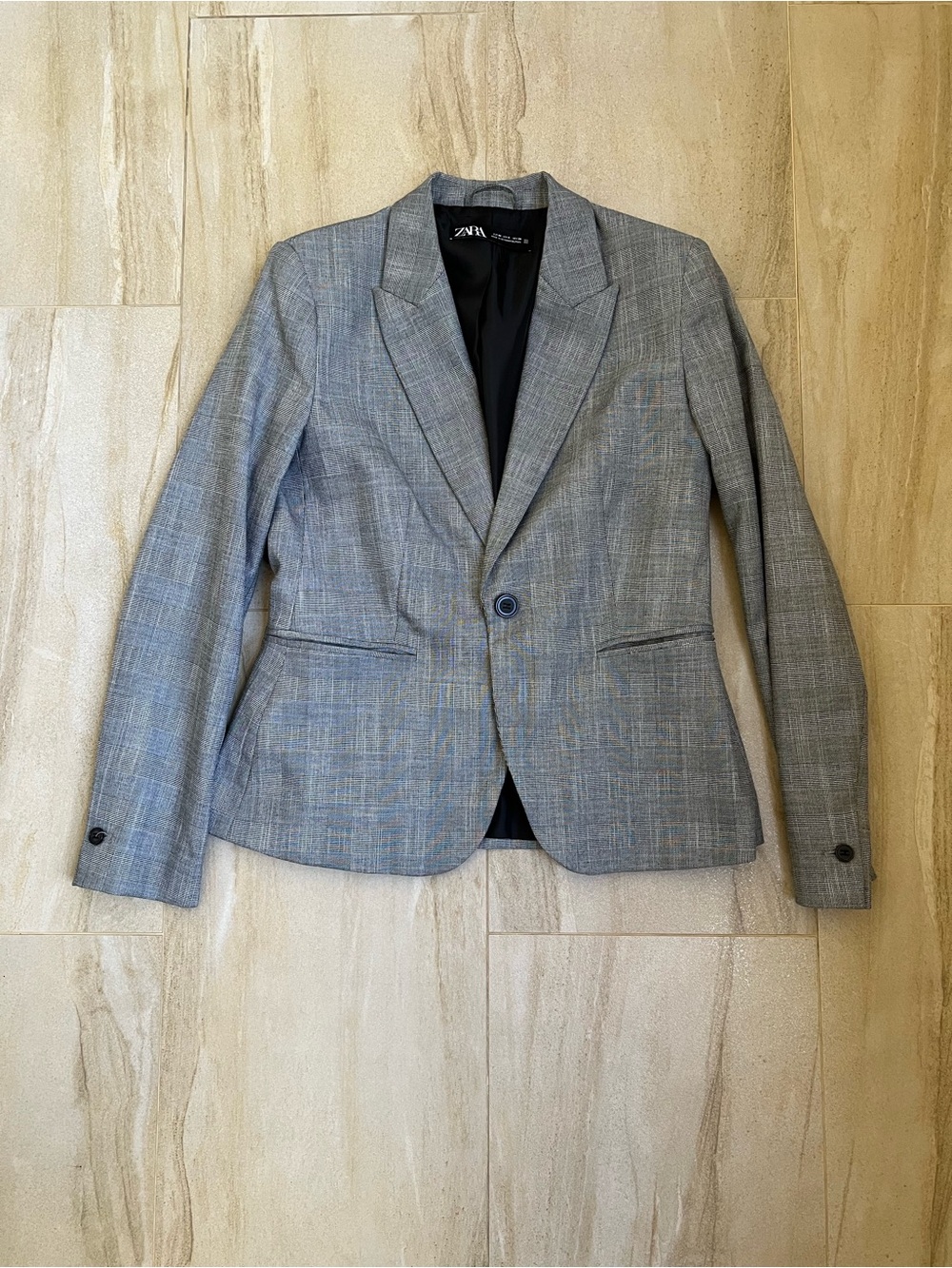 Zara Gray Plaid Tailored Blazer